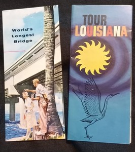 Vintage 1960s Tour Louisiana & Lake Pontchartrain Causeway Brochures Lot Of 2