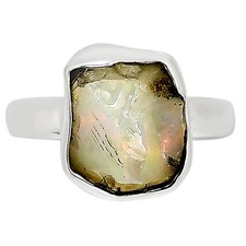 Natural Ethiopian Opal Rough 925 Sterling Silver Ring s.7 Jewelry R-1001