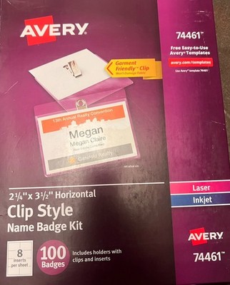 2 X 100 pc Avery Dennison 74461 Badge Label kit with clip ( 200 pcs total )