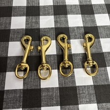 Brass Swivel Snap Hooks - 1/2 inch wide 3 inches long. Pack of 4 sold together.
