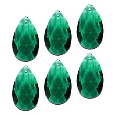 6Pack 38mm K9 Crystal Pendants Teardrop Beads Craft Chandelier Prisms Dark Green