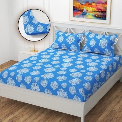 Elastic Fitted Double  Size Cotton Feel Bedsheet with pillow cover code IB 1