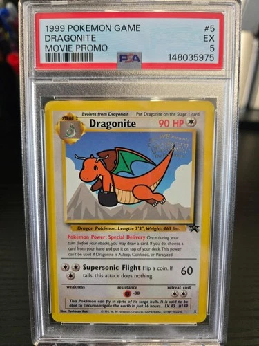 1999 POKEMON GAME DRAGONITE BLACK STAR PROMO #5 PSA 5 EX
