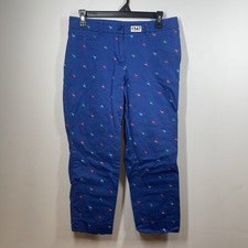 Talbots Petites Cropped Chino Pants Size 8P Blue Flamingos Resort Vacation Beach