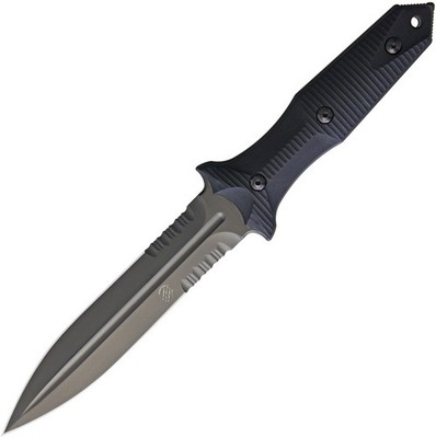Bastinelli Creations Grozo Fixed Blade Serrated Black 6in