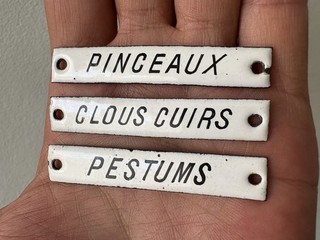 3 small old enamelled plates for craft furniture. 1900s 1920s