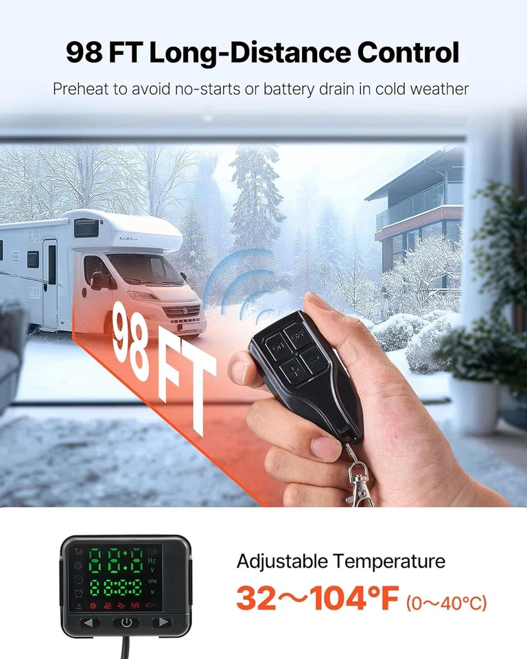Diesel Air Heater, 8 kW DC12-24V, Fast Heating Diesel Parking Heater with Remote - Изображение 4 из 4
