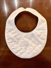 Christian Dior Baby Bib White Quilted Embroidered Excellent Condition Vintage