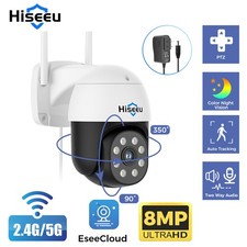 Hiseeu 4K 8MP HD 2.4G/5G WiFi PTZ Security Camera 2-Way Audio Auto Tracking 24/7