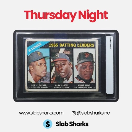 1966 TOPPS #215 BOB CLEMENTE HANK AARON WILLIE MAYS 1965 NL BATTING LEADERS