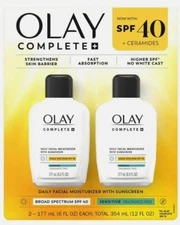 Olay Complete+ Sensitive Daily Facial Moisturizer 2 Pack SPF 40 (EXP 6/2027)