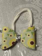 Baby Girl One Size newborn infant 3" Sunflower Glitter Headband Hair Bow Elastic