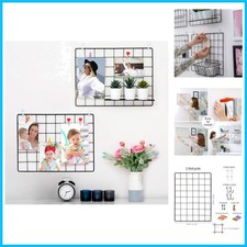 2 Pack Black Wire Wall Grid Panels for Stylish Photo Displays - Easy to Hang