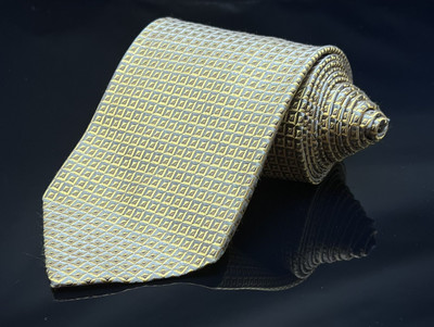 XMI Expressly for MELVINS Tie Men's 100% Silk Geometric Yellow  USA 4.0''