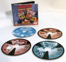 Vintage Ubisoft 2002 Worms Triple Pack Complete Armageddon World Party Worms 2!!