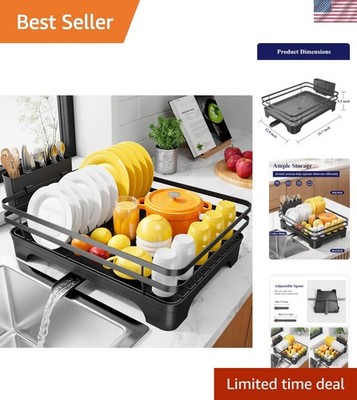 Dish Drying Rack - Multi-Functional Dish Rack for Kitchen Counter with Cutler...