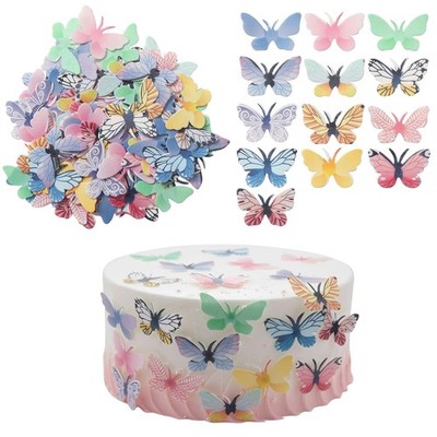 72Pcs Edible Butterfly Cupcake Toppers 3D Colorful Butterfly Cake Decoration Rea
