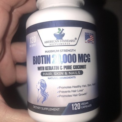 Biotin 20,000mcg + Keratin + Organic Coconut + Zinc - USA EXP 8/26
