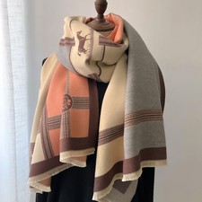 Women Winter Scarf Wrap Oversized Shawl Warm Plaid Print Tassel Elegant Fashion