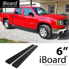 Running Board 6in Steel Black Fit Chevy Silverado GMC Sierra Crew Cab 01-13