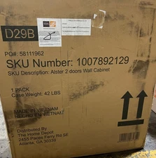 Home Decorators Alster 25 in.W x 26 inD x 8 in.H Bathroom Wall Cabinet Brown Oak