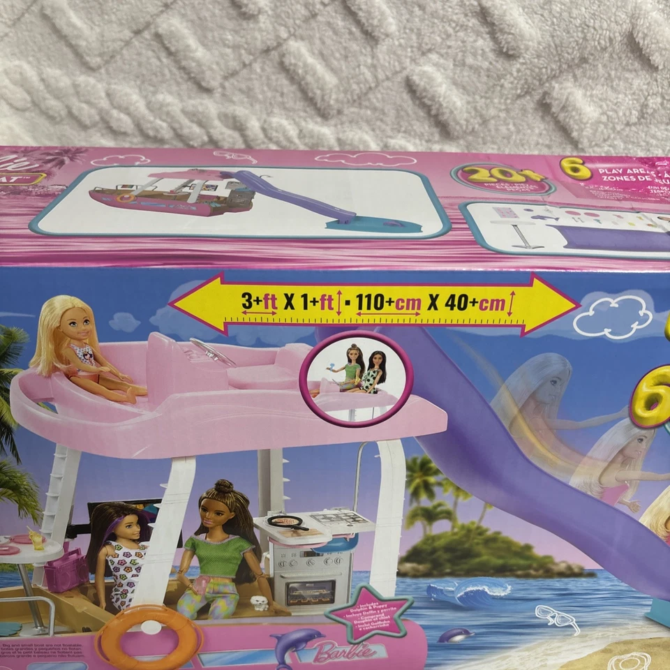 Juego Mattel Barbie Dream Boat 2022, 20+ piezas, tobogán para piscina - caja dañada HJV37 Foto 3 de 4