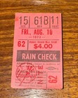 New York Yankees Rain Check Ticket Aug. 10, 1973 Original Yankee Stadium — photo 1