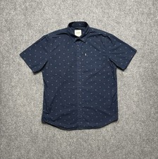 Katin Shirt Mens Large Navy Blue Short Sleeve Button Up Pocket Casual Adult