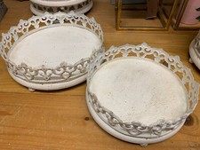 Tablett metall rund 27cm antik creme von Formano