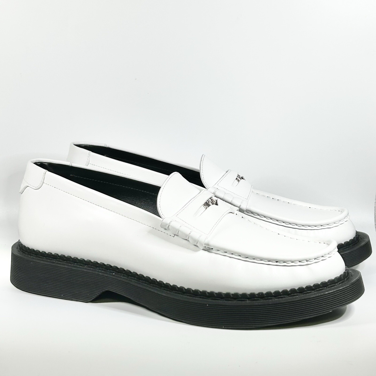 Mocassino Saint Laurent Teddy 10 penny bianco nuovo taglia 41EU 8US