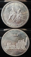 1925 Locomotion I Train Rare Back Horse Racing 1 Oz 999 Silver Round si224 95.00 per troy oz