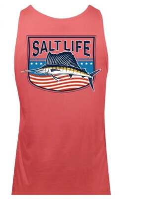 SALT LIFE Burnt Coral ''FREEDOM SAIL'' Tank Top Fish-Surf-Dive  MENS XLARGE 1X