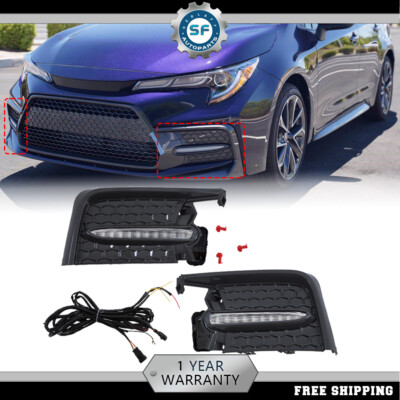 For 2020 2021 2022 Toyota Corolla SE XSE Front Bumper LED Fog Lights DRL Lamps