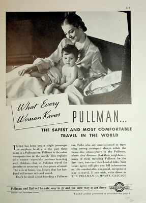Original Pullman Railroad AD: Sicherste & bequemste Reise der Welt