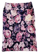 Lularoe Flowers Medium Cassie Pencil Skirt M Watercolor Floral WOW New
