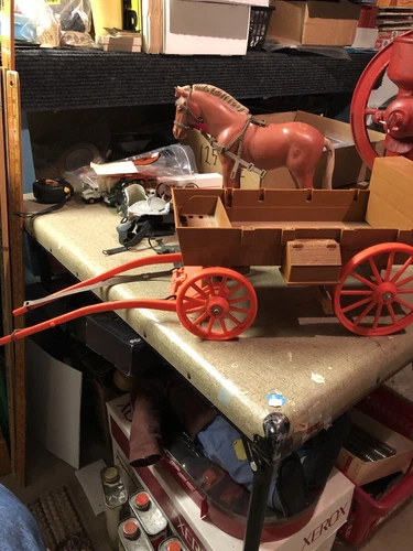 Marx Brown Horse / Gabriel Wagon And  Harness/ Halters With Reins / Saddle Parts