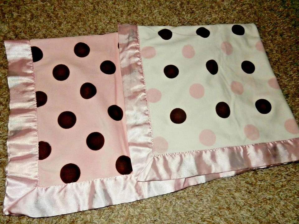 Manta de bebé 7D Lambs & Ivy Dot clásica rosa marrón terciopelo satinado polar Foto 3 de 4