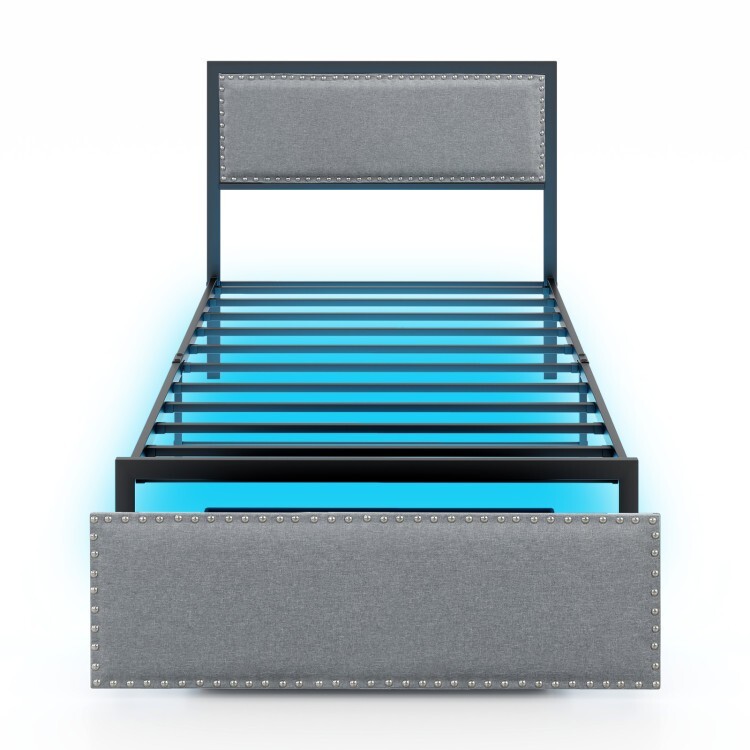 W/ Led Light Rolling Storage Drawer & Metal Slat