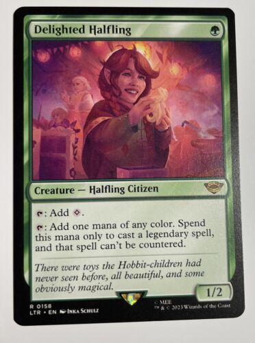 MTG Delighted Halfling The Lord Of The Rings: Tales Of Middle-Earth Rare 0158 - Picture 1 of 2