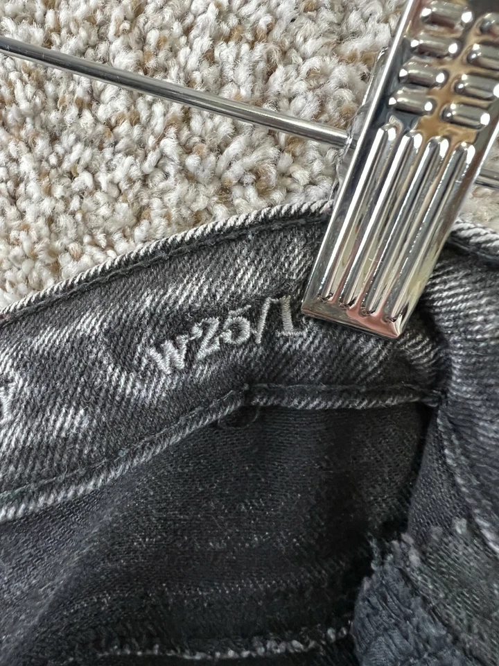 Pantalones de mezclilla para mujer Vanilla Star talla 1|25 gris tiro alto ajustados con botones Foto 4 de 4