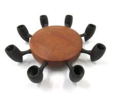 Vtg 12 Mini Taper Candle Holder Digsmed Teak Cast Iron. Danmark 009 Denmark. MCM