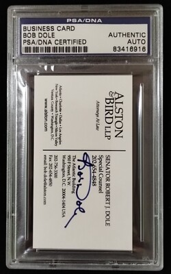 Bob Dole Autographed Business Card PSA/DNA Presidential Candidate U.S. Senator