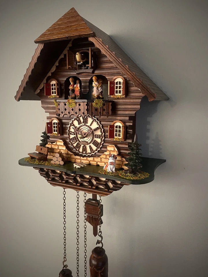 Schwarzwälder Kuckucksuhr Schwarzwaldhaus Quarz Nachtabschaltung  Musik NEU - Bild 3 von 3