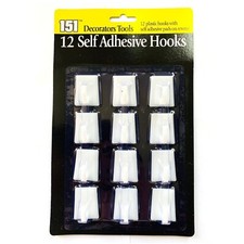 151 SELF ADHESIVE STICK ON WHITE PLASTIC HOOKS ( 12 Piece )