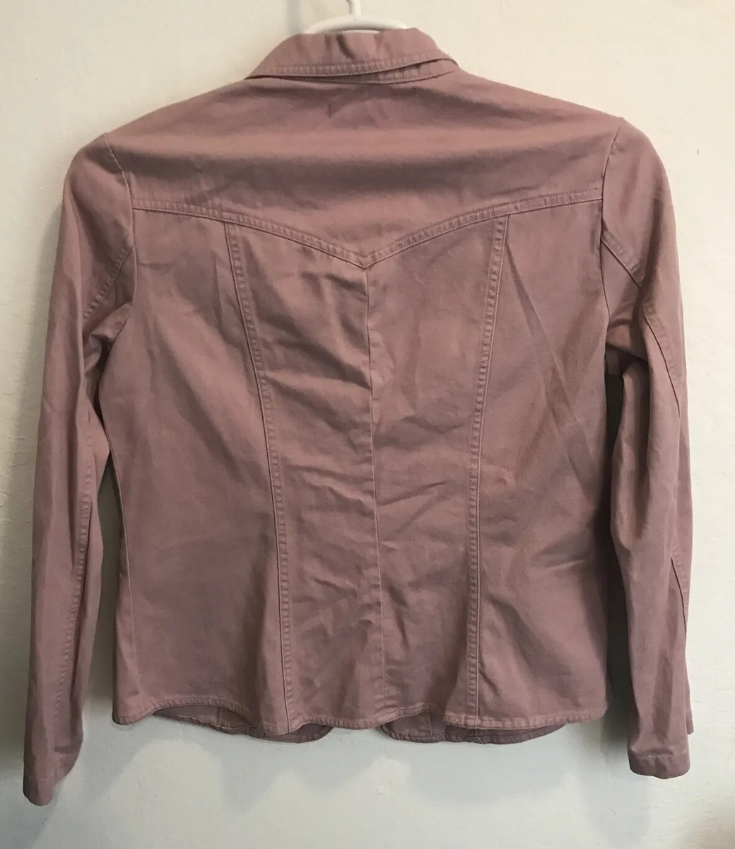 FOR JOSEPH Womens Jacket Dusty Rose Pink Denim Jean Sz L Button Long Sleeve