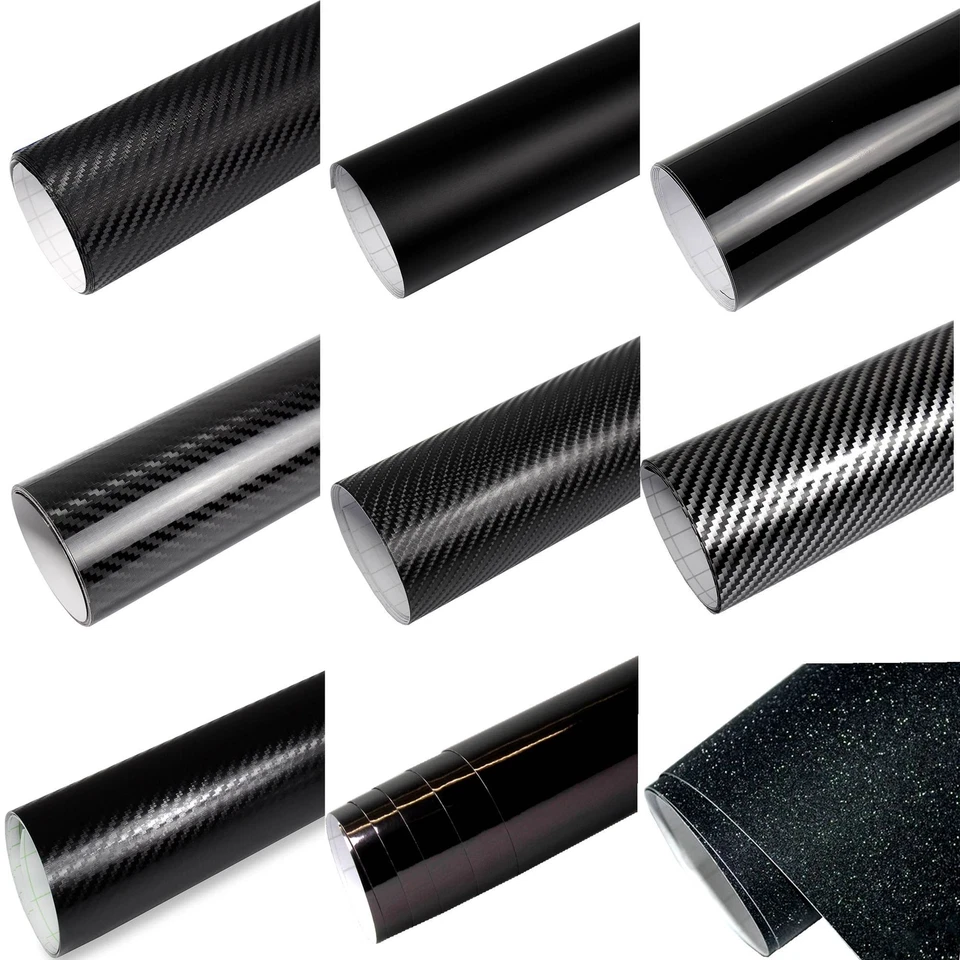 8,55 €/m² pellicola auto NERA 3D 4D 5D pellicola carbonio lucida opaca pellicola senza bolle