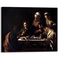 Caravaggio cena in Emmaus 2 design quadro stampa tela dipinto telaio arredo casa