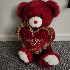 DanDee Sweetheart Plush Red Teddy Bear Lacy I Love You Heart 2009 15" Valentine