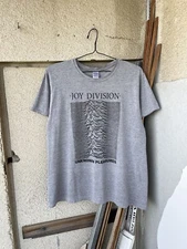 Vintage Y2K Joy Division Unknown Pleasures Rock Band T-Shirt Size L Gray