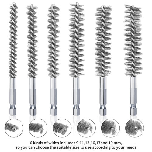 8-19mm Stainless Steel Bore Brush Wire Brush For Cleaning Polishing Tool 1/6Pcs - Picture 4 of 15